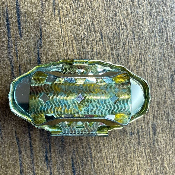 Vintage Victorian style porcelain painted lipstick holder and mirror combo. - Picture 3 of 3